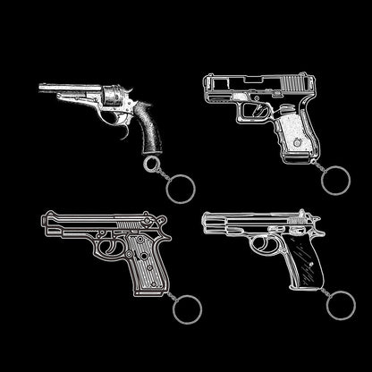 12 In 1 Metal World Famous Pistol Revolver Gun Keychain