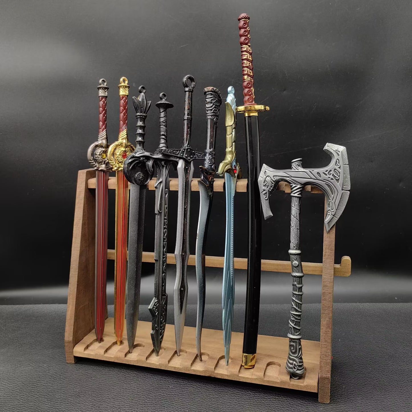 10-Layer Vertical Small Sword Small Long Handle Weapon Wood Display Holder Wooden Kit