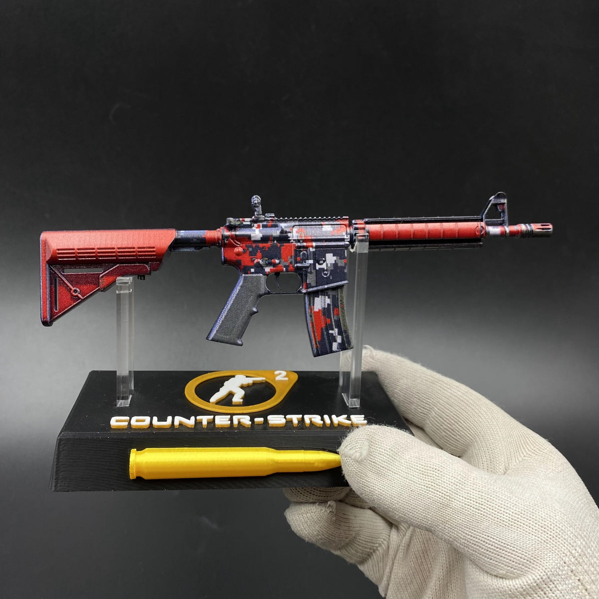 Hot Game Skin CS M4A4 Red DDPAT Gun Miniature Collection