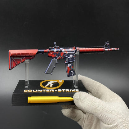 Hot Game Skin CS M4A4 Red DDPAT Gun Miniature Collection