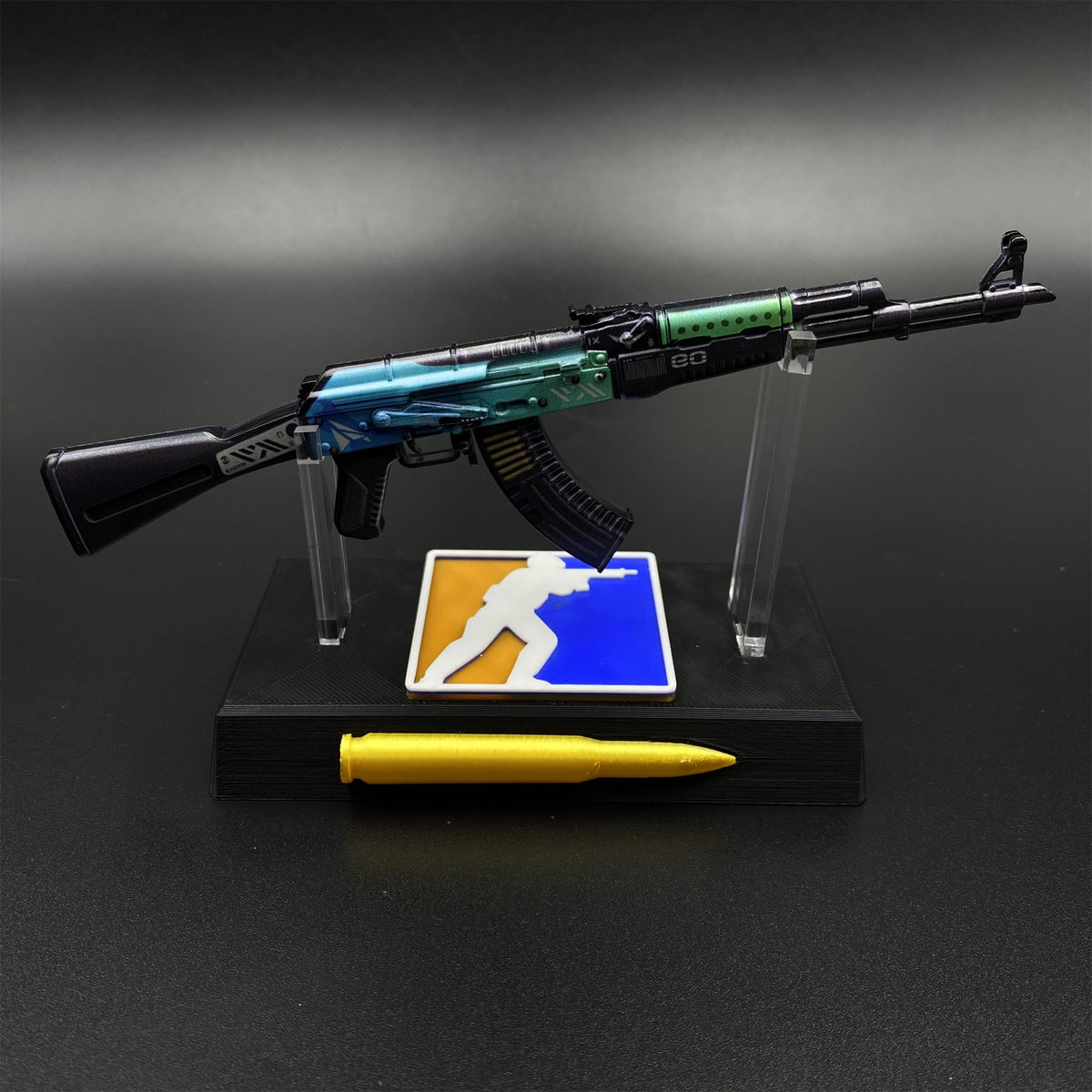 Tiny CS2 AK47 Ice Coaled Gun Miniature Metal Replica For Display