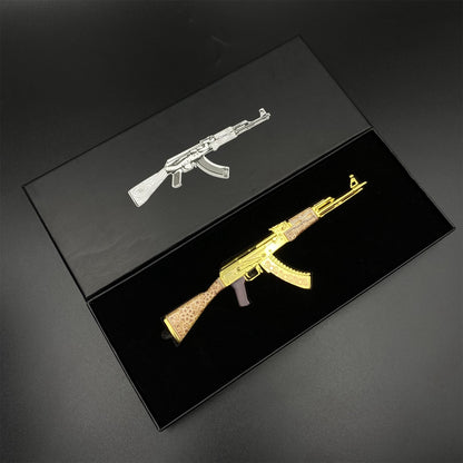 Mini AK-47 Gold Arabesque Metal Model CS2 Game Skin Collectible