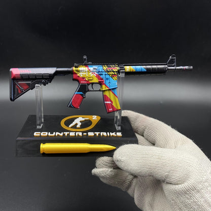 Metal Tiny CS M4A4 Cyber Security Gun Miniature For Collection