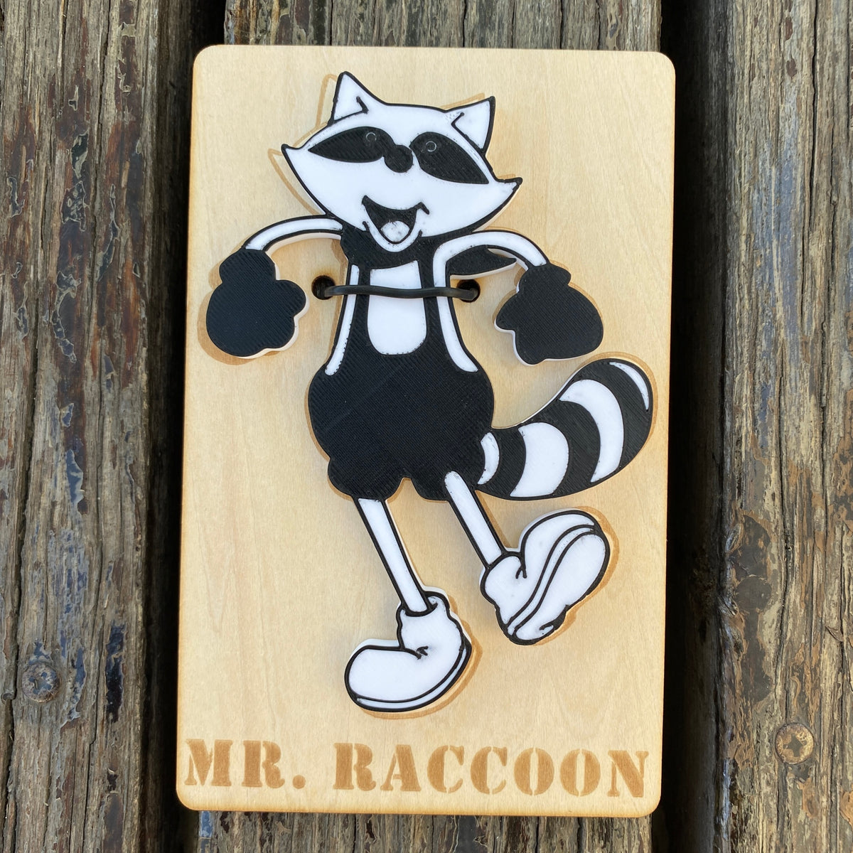 Black White Mr. Raccoon Art Fridge Magnet Fan-Made Refrigerator Decoration Magnet for Game Collectors