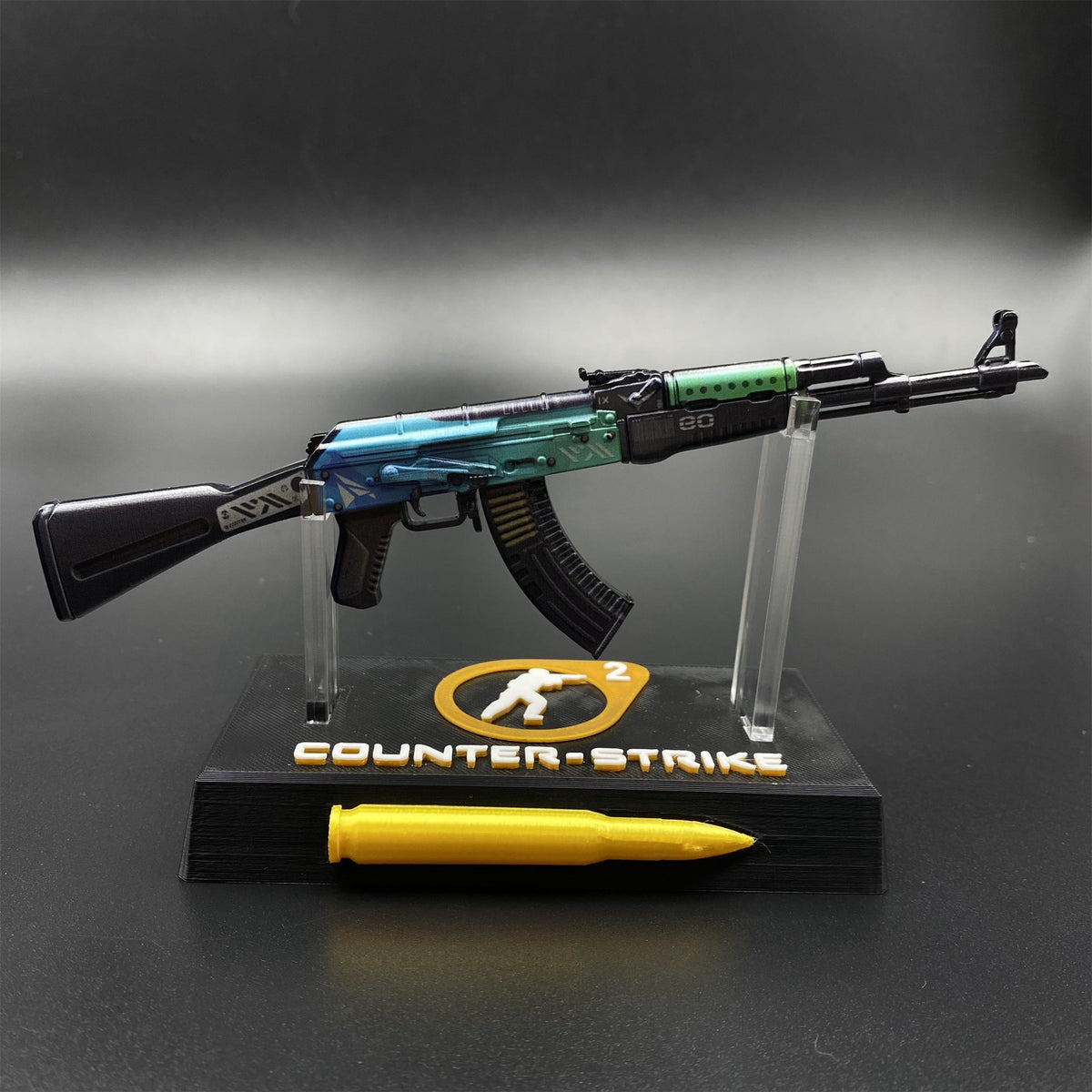 Tiny CS2 AK47 Ice Coaled Gun Miniature Metal Replica For Display