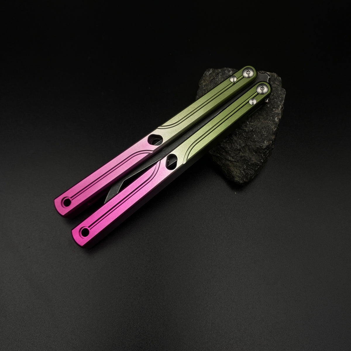 CNC Gradient Balisong Butterfly Knife Trainer Collectible Display Ornament