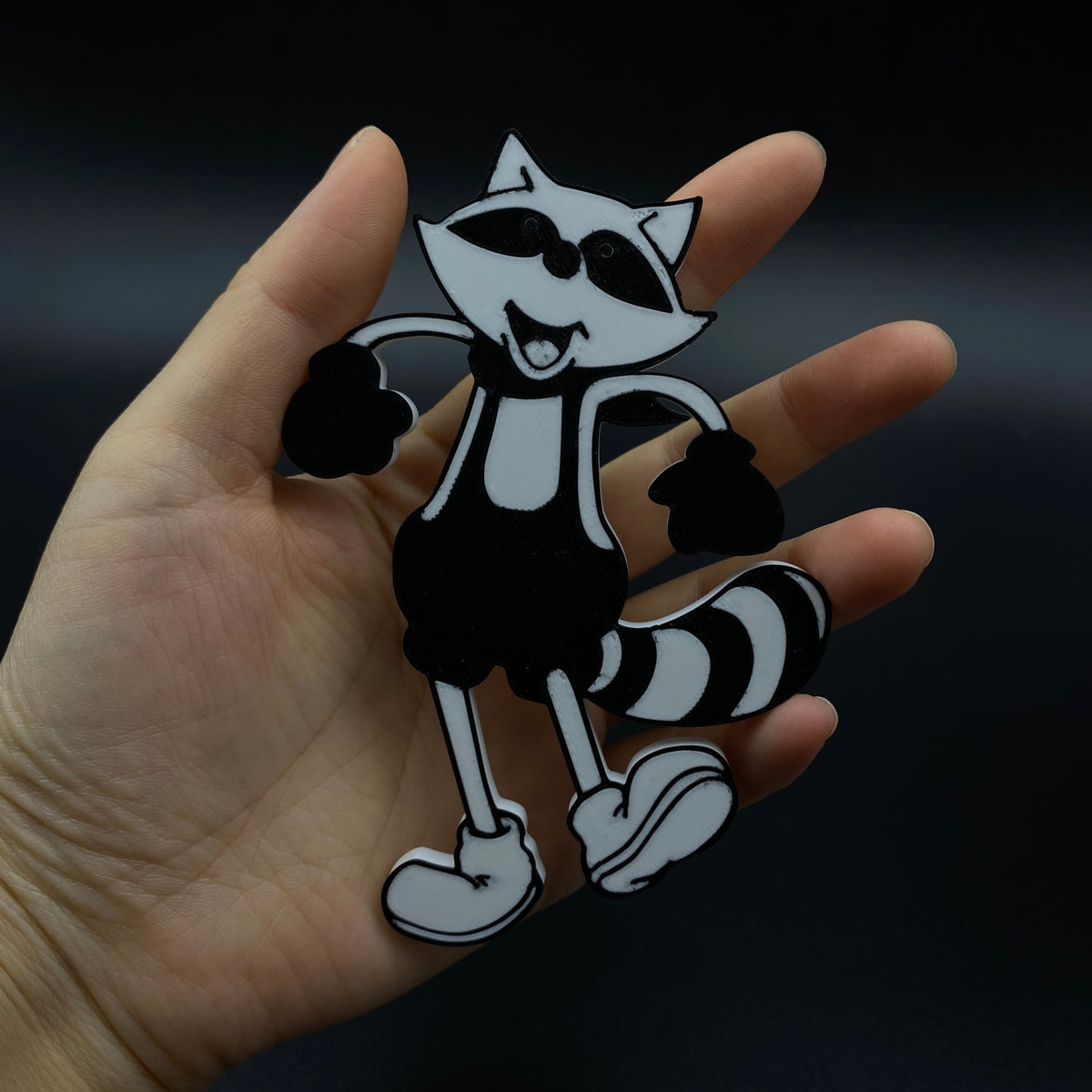 Black White Mr. Raccoon Art Fridge Magnet Fan-Made Refrigerator Decoration Magnet for Game Collectors