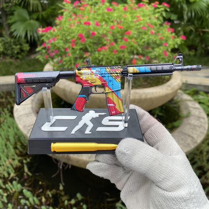 Metal Tiny CS M4A4 Cyber Security Gun Miniature For Collection