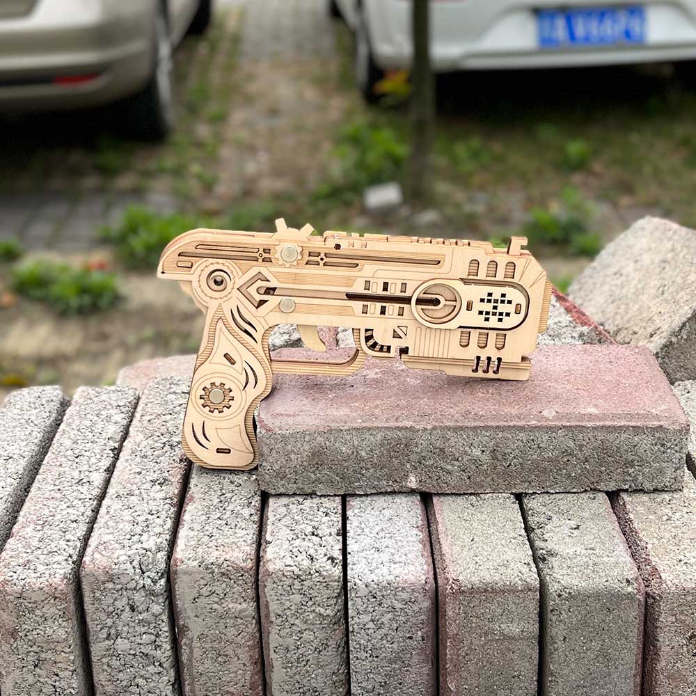 3D Wooden Kit Training Dragon Rubber Band Pistol Model Kit