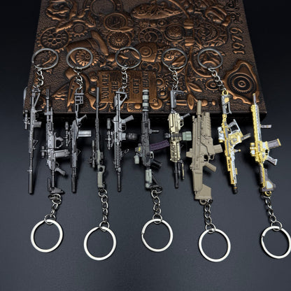 Mini Game Rifle Alloy Keychain Weapon Props Pendant