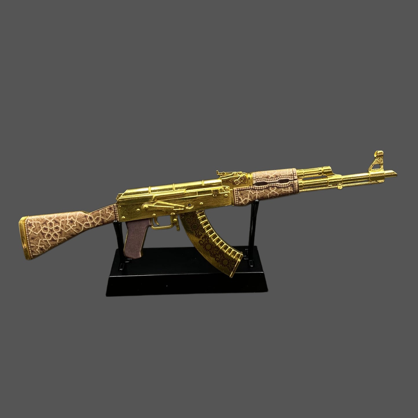 Mini AK-47 Gold Arabesque Metal Model CS2 Game Skin Collectible