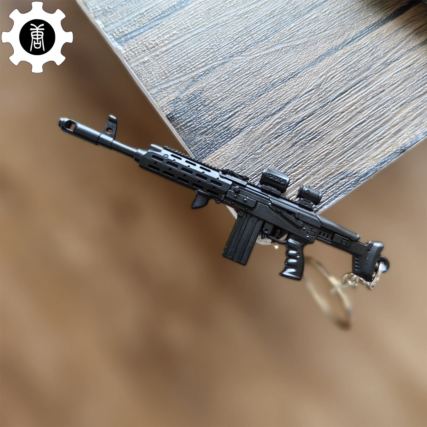 Metal AK308 Mini Gun Model Keychain Backpack Pendant