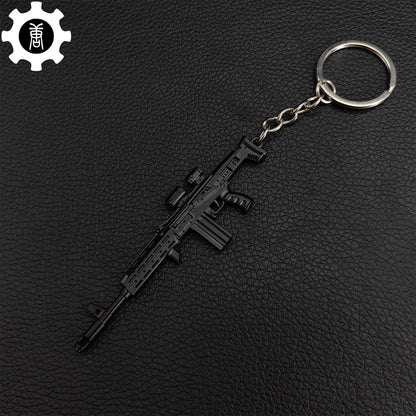 Metal AK308 Mini Gun Model Keychain Backpack Pendant