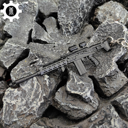 Metal AK308 Mini Gun Model Keychain Backpack Pendant