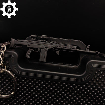Metal AK308 Mini Gun Model Keychain Backpack Pendant