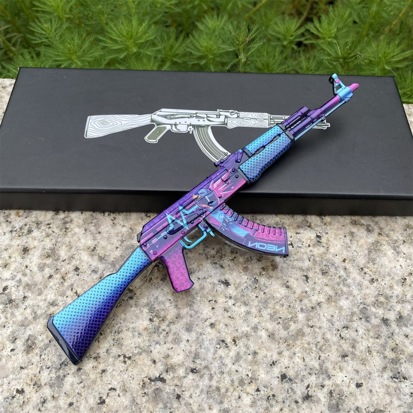 AK47 Neon Rider Case Hardened AK47 Vulcan Metal Gun Miniature