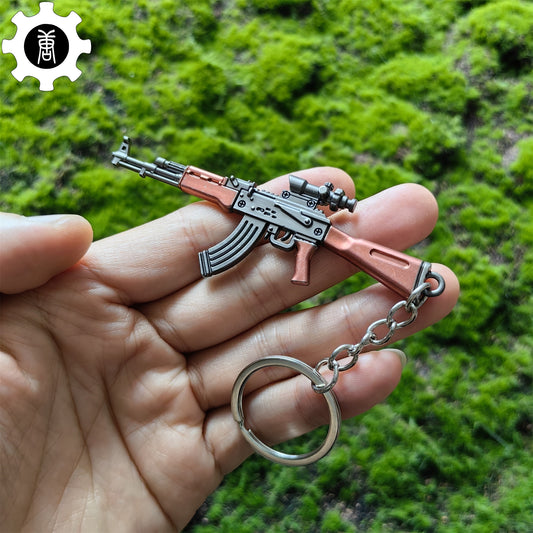 Mini AKM Assault Rifle Metal Keychain