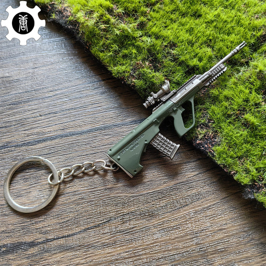 Mini AUG Assault Rifle Metal Keychain