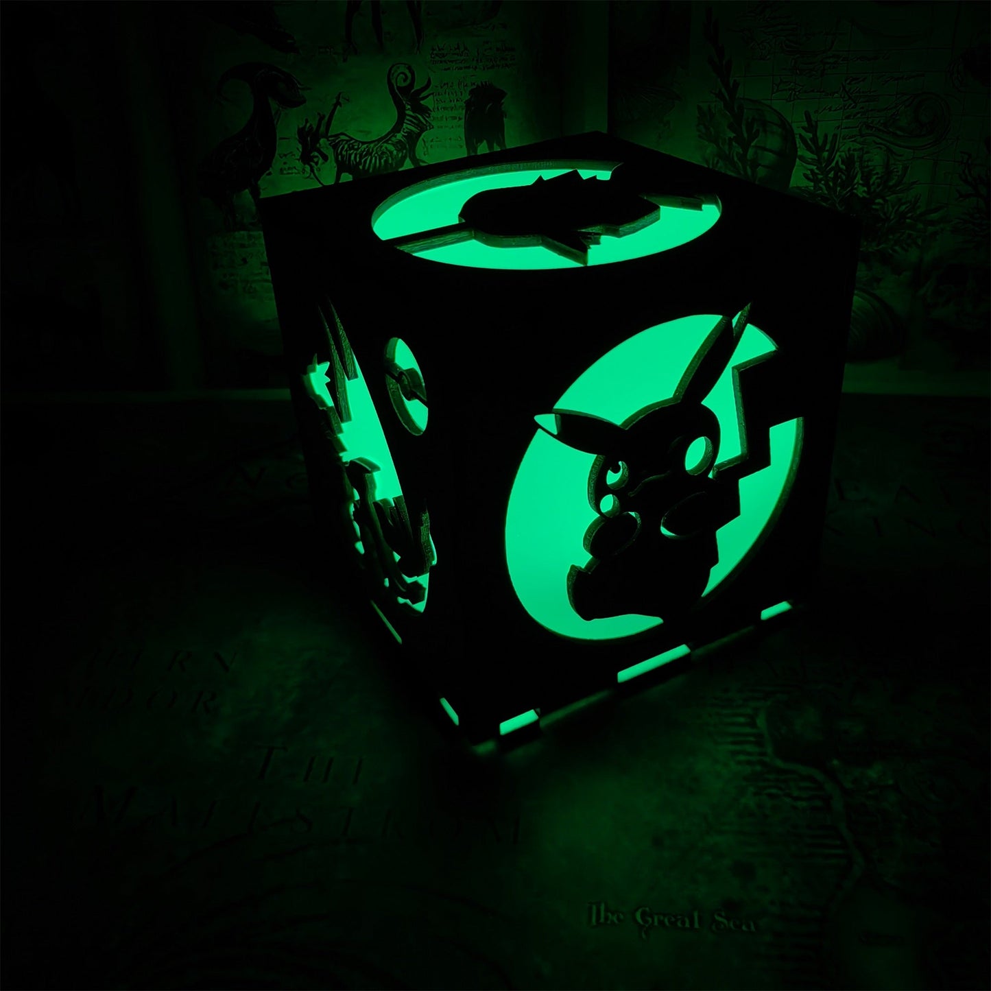 Anime Cute Pet Inspired Wood Cube Light Desk Decor