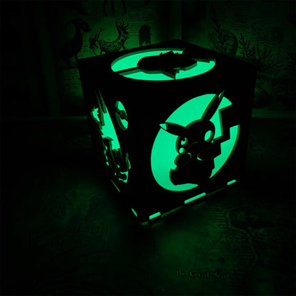 Anime Cute Pet Inspired Wood Cube Light Desk Decor