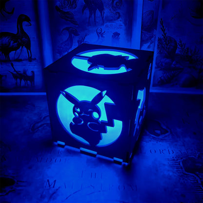 Anime Cute Pet Inspired Wood Cube Light Desk Decor