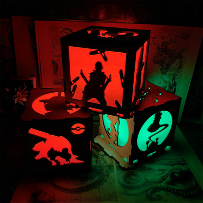 Anime Cute Pet Inspired Wood Cube Light Desk Decor