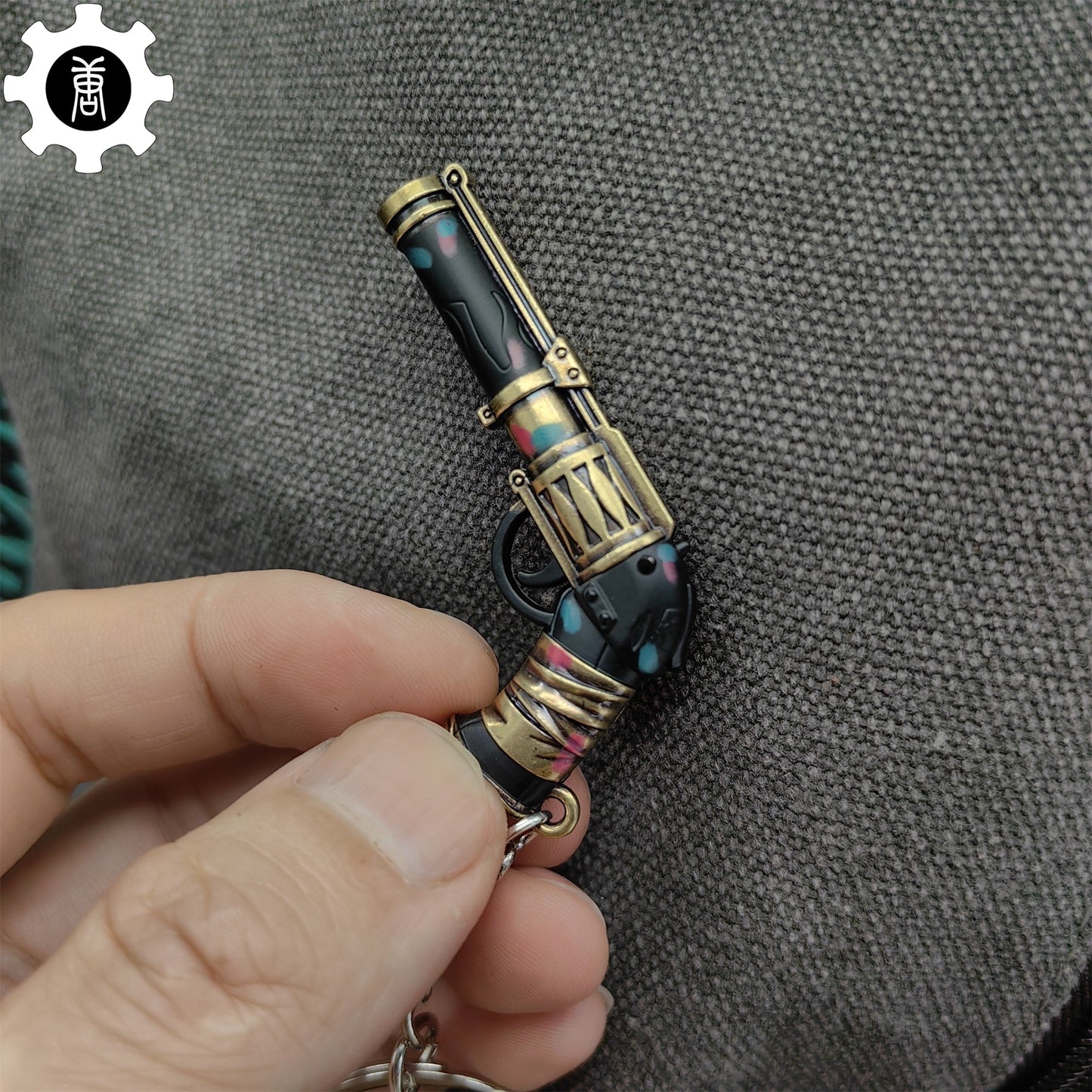 Val Metal Arcane Sheriff Gun Keychain Backpack Pendant