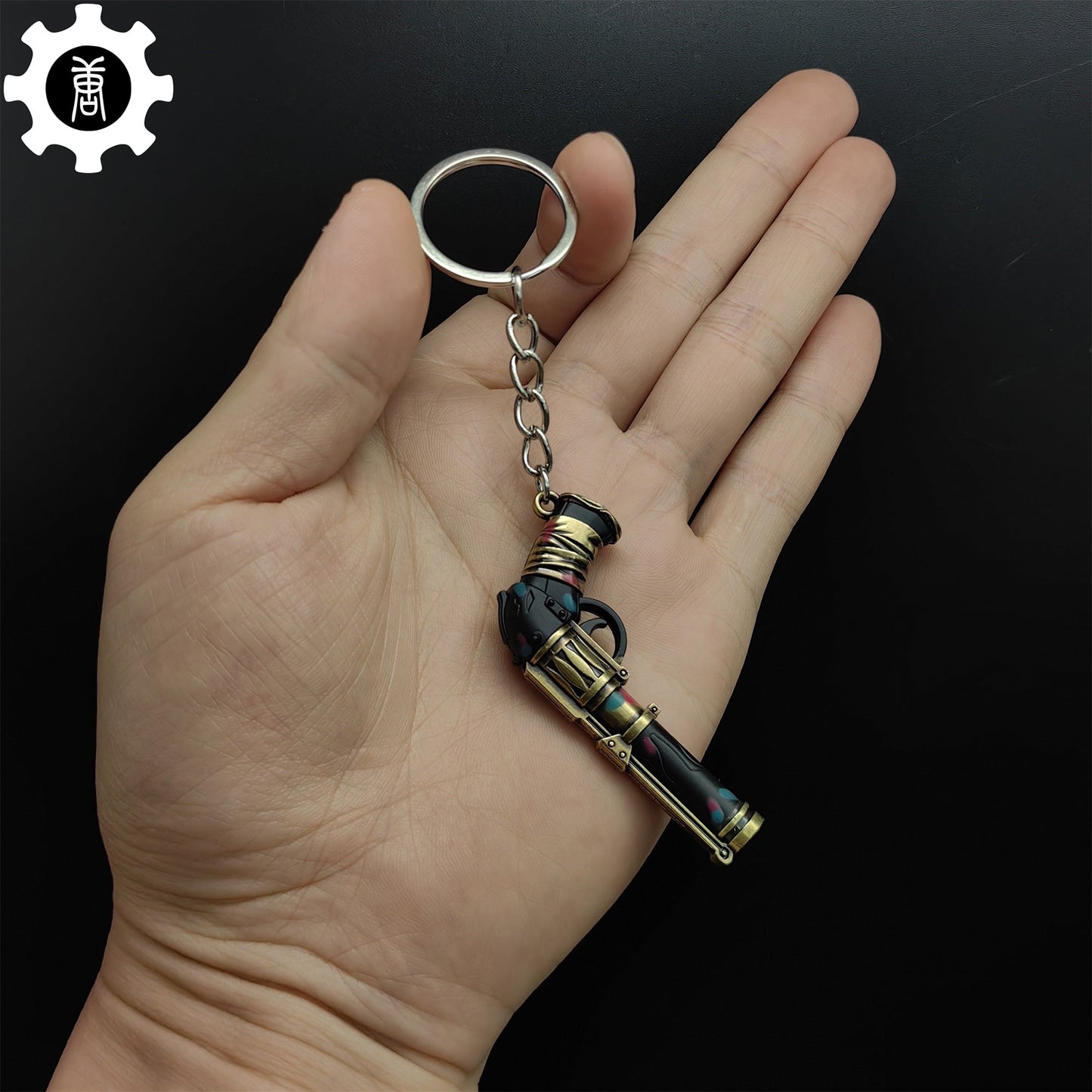 Val Metal Arcane Sheriff Gun Keychain Backpack Pendant