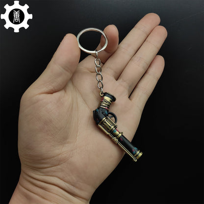 Val Metal Arcane Sheriff Gun Keychain Backpack Pendant