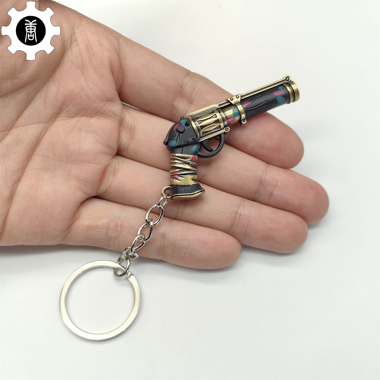 Val Metal Arcane Sheriff Gun Keychain Backpack Pendant