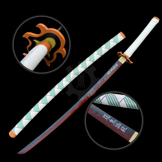IRL Rengoku Nichirin Sword Anime Katana 1045 Carbon Steel Version