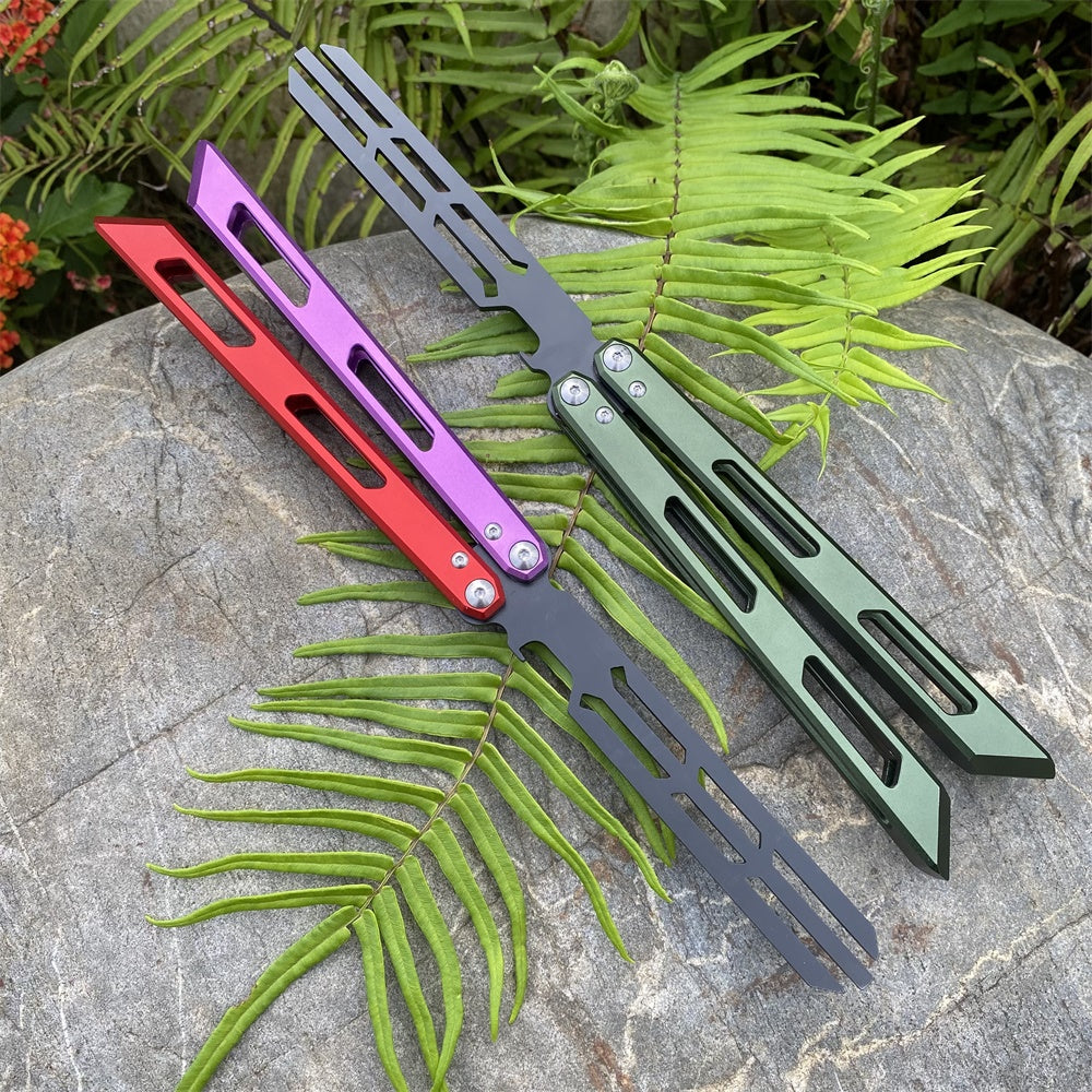 CNC Cutting High-End Trident Head Balisong Butterfly Knife Trainer 2 in 1 Pack