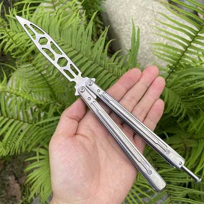 Stainless Steel Sword Comb Head Blunt Blade Balisong Butterfly Knife Trainer