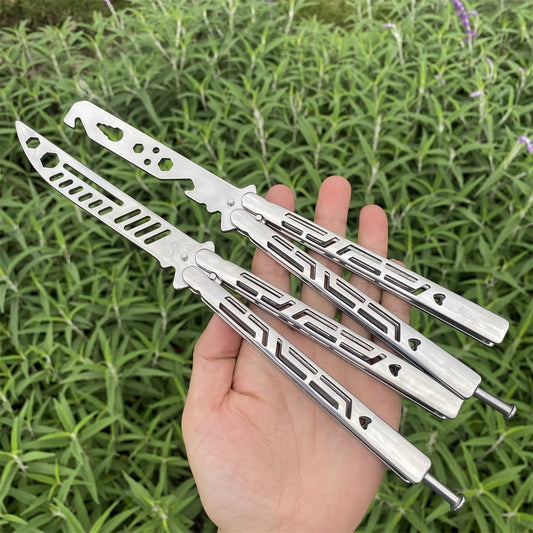 Blunt Blade EDC Stainless Steel Bottle Opener Balisong Butterfly Knife Trainer