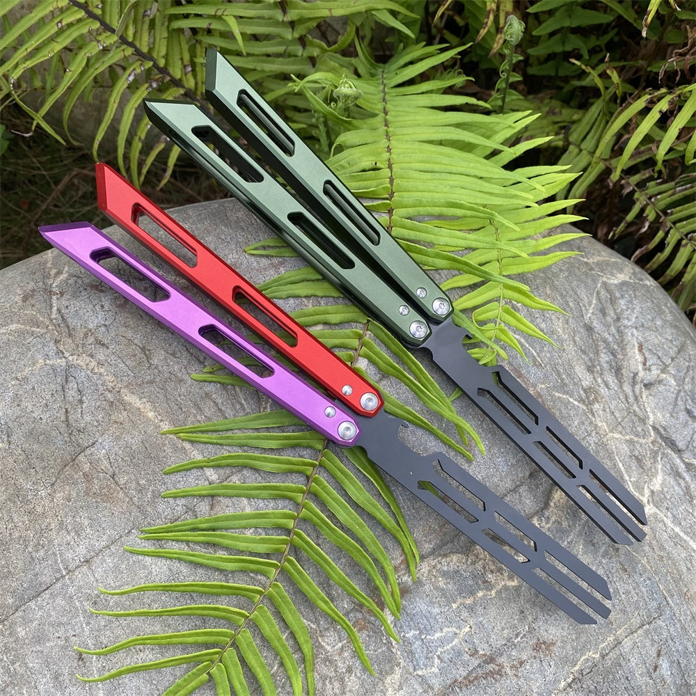 CNC Cutting High-End Trident Head Balisong Butterfly Knife Trainer 2 in 1 Pack
