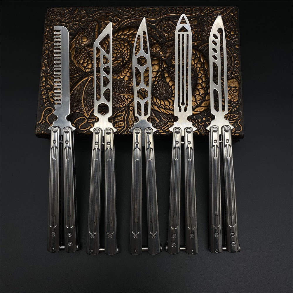 Stainless Steel Sword Comb Head Blunt Blade Balisong Butterfly Knife ...