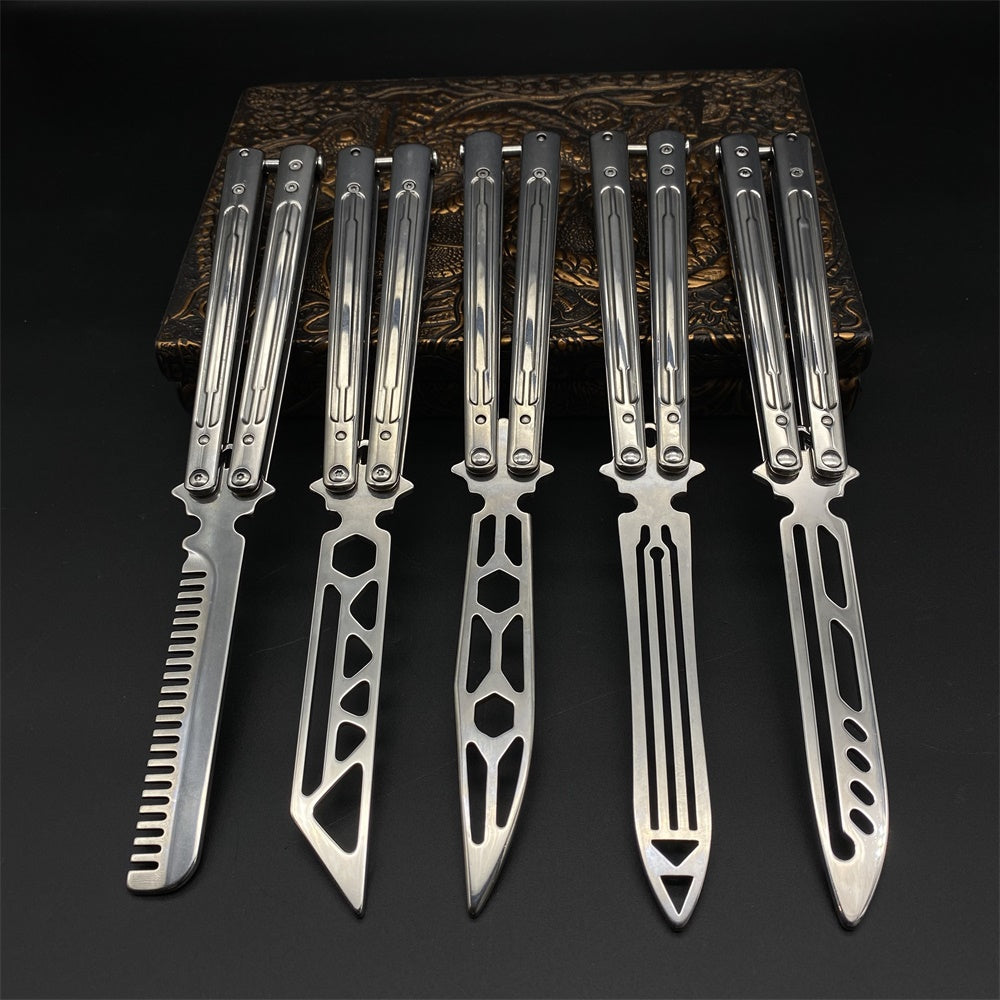 Stainless Steel Sword Comb Head Blunt Blade Balisong Butterfly Knife ...