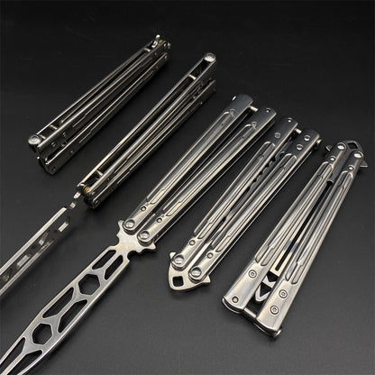 Stainless Steel Sword Comb Head Blunt Blade Balisong Butterfly Knife Trainer