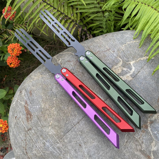 CNC Cutting High-End Trident Head Balisong Butterfly Knife Trainer 2 in 1 Pack