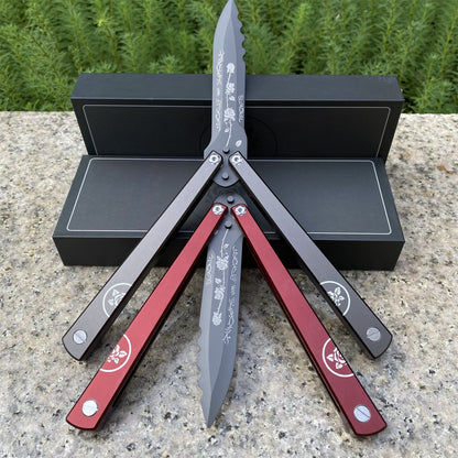 High-End TF2 Black Rose Butterfly Knife Trainer CNC Aluminum Alloy Handle Balisong Trainer