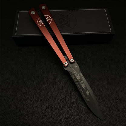 High-End TF2 Black Rose Butterfly Knife Trainer CNC Aluminum Alloy Handle Balisong Trainer