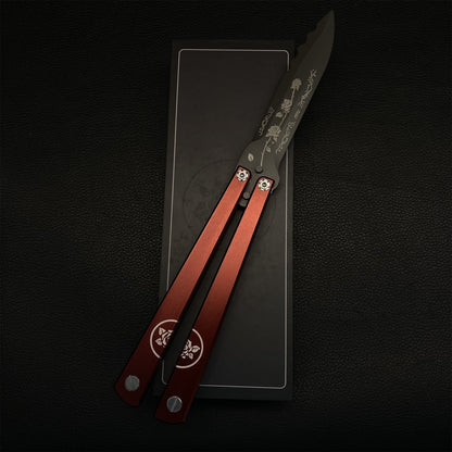 High-End TF2 Black Rose Butterfly Knife Trainer CNC Aluminum Alloy Handle Balisong Trainer