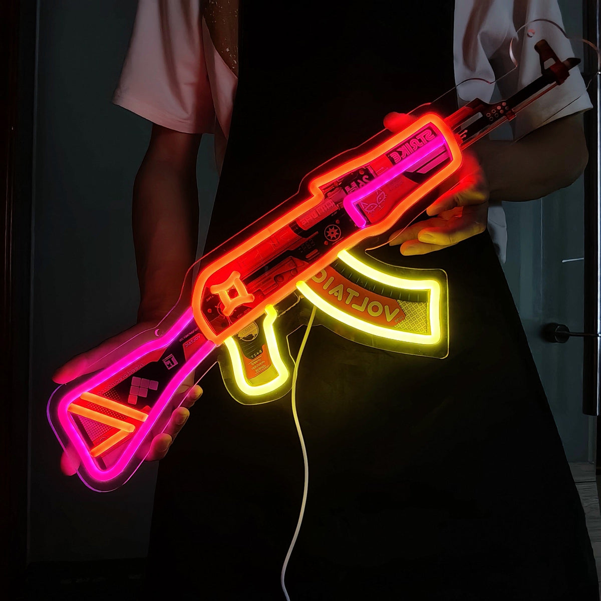 AK47 Neon Rider 3D Printed Night Lamp Wall Decor – Leones 