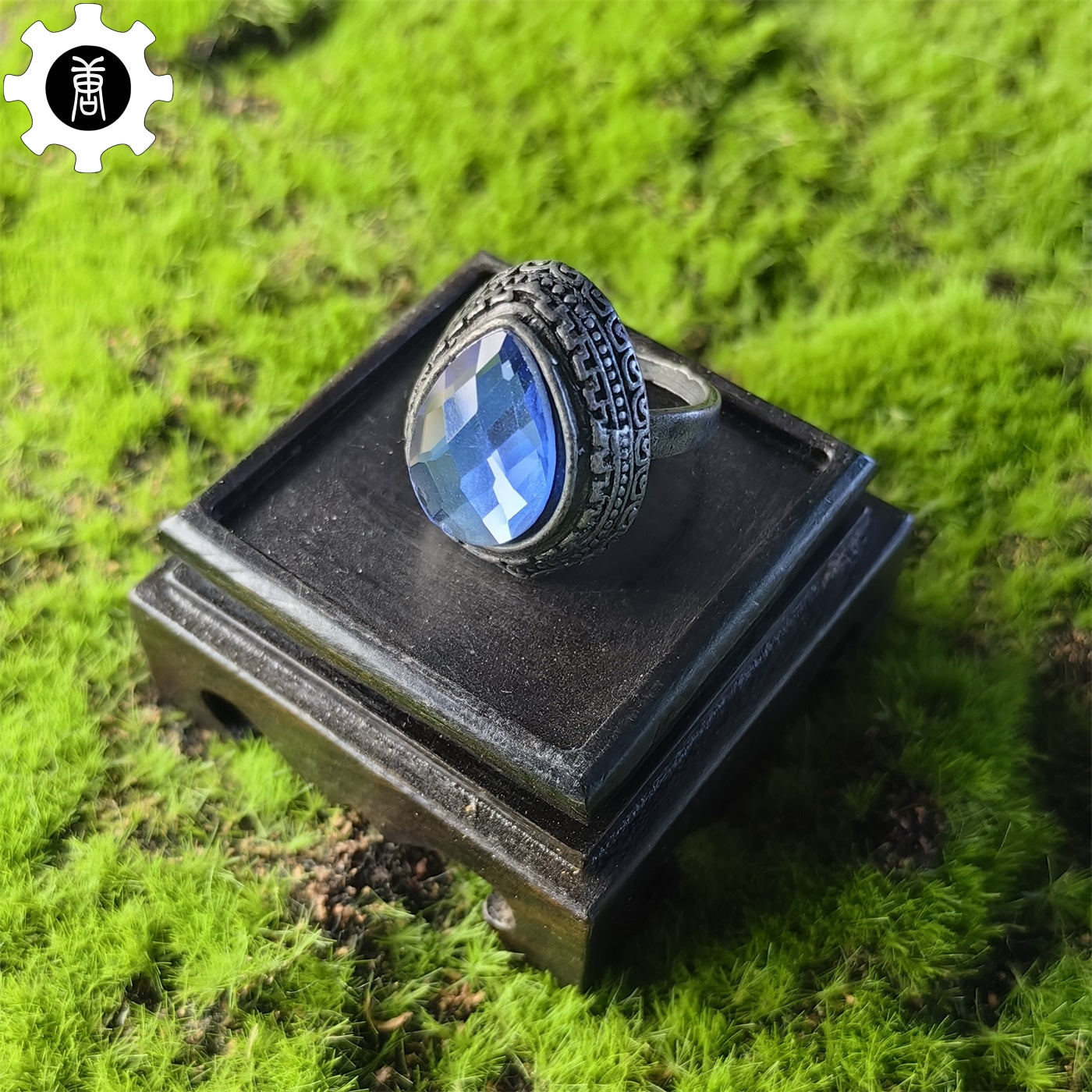 Blue Tearstone Ring Alloy Punk Ring Jewelry Gamer Gift Leones