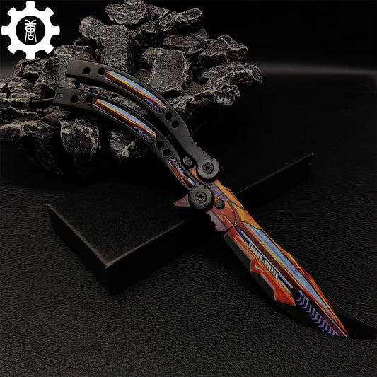 Game Butterfly Knife Atomic Power Pattern Metal Balisong