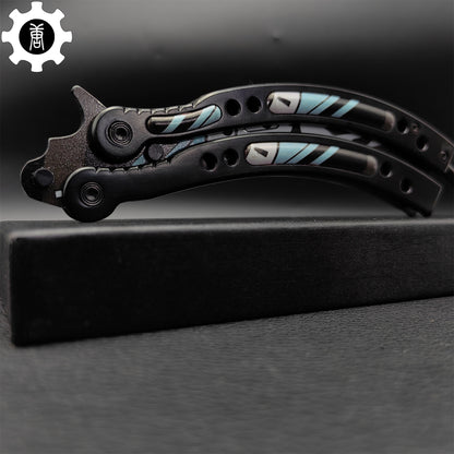 Metal Butterfly Knife Vulcan Pattern Balisong Game Prop