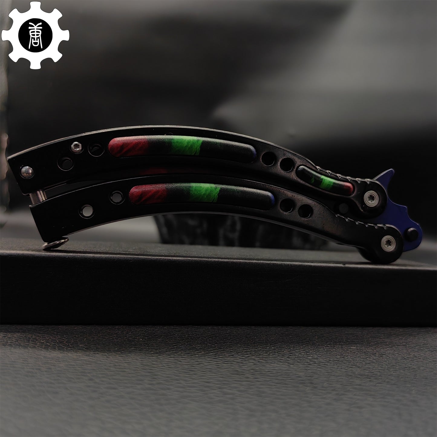 Game Butterfly Knife Green Red Pattern Metal Balisong Trainer