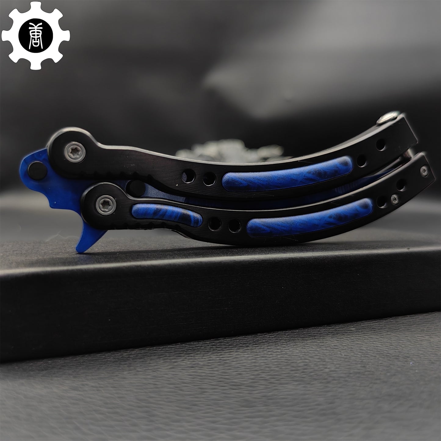 Doppler Sapphire Balisong Game Butterfly Knife 