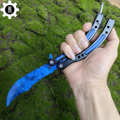 Doppler Sapphire Balisong Game Butterfly Knife 