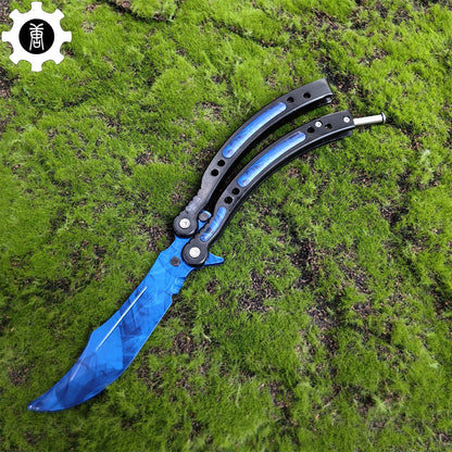 Doppler Sapphire Balisong Game Butterfly Knife 